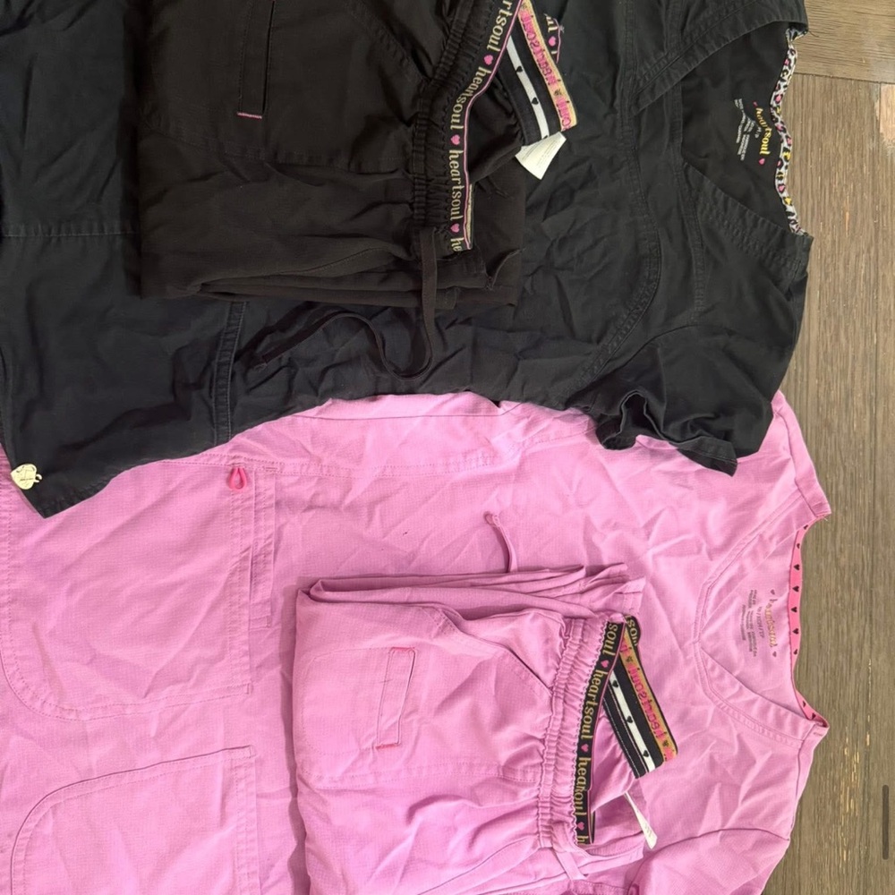 Black and Pink Scrub Set